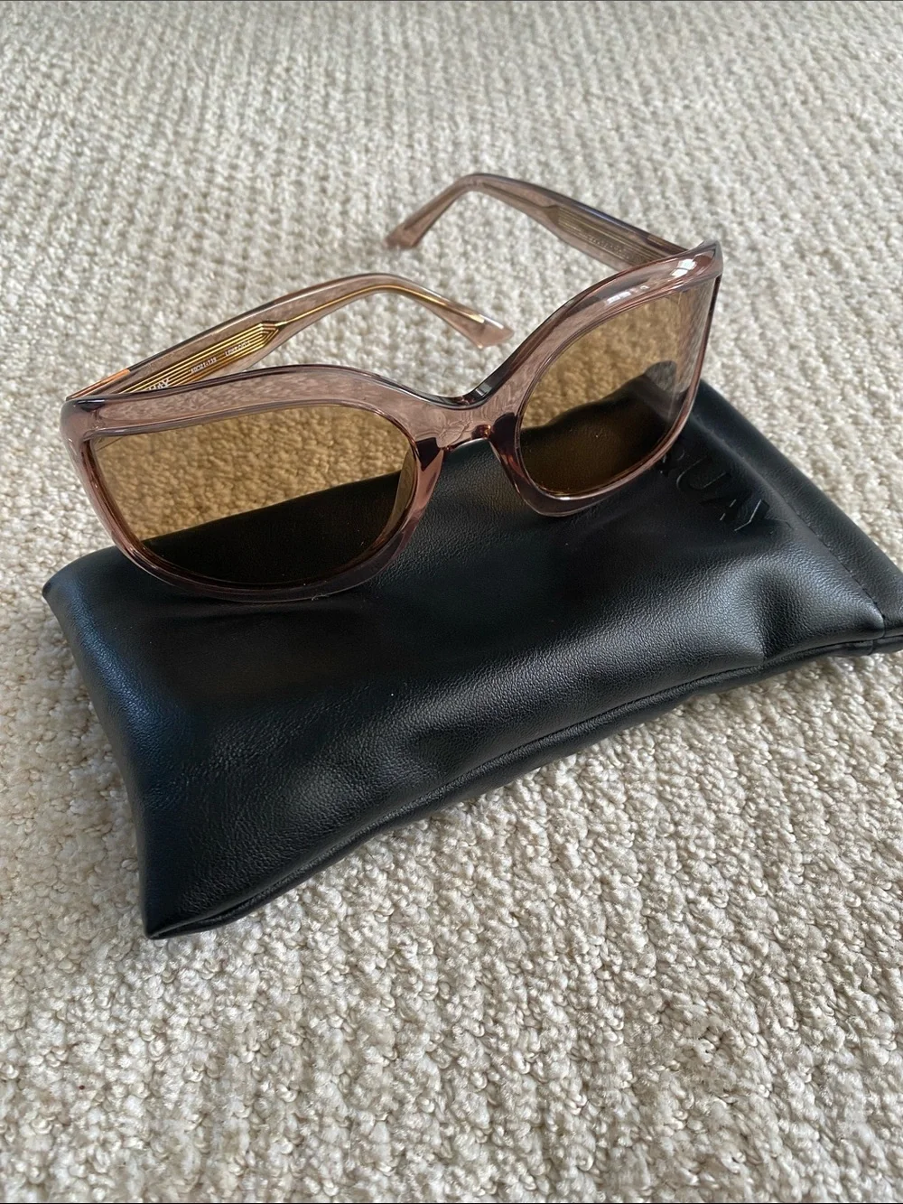 Quay Australia Light Nuetral Pinkish Brown Translucent Frame Sunglasses